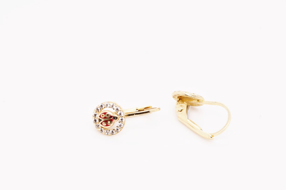 14K Gold Ladybug Earrings for Children