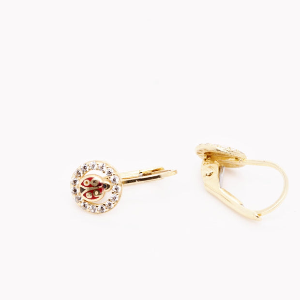14K Gold Ladybug Earrings for Children