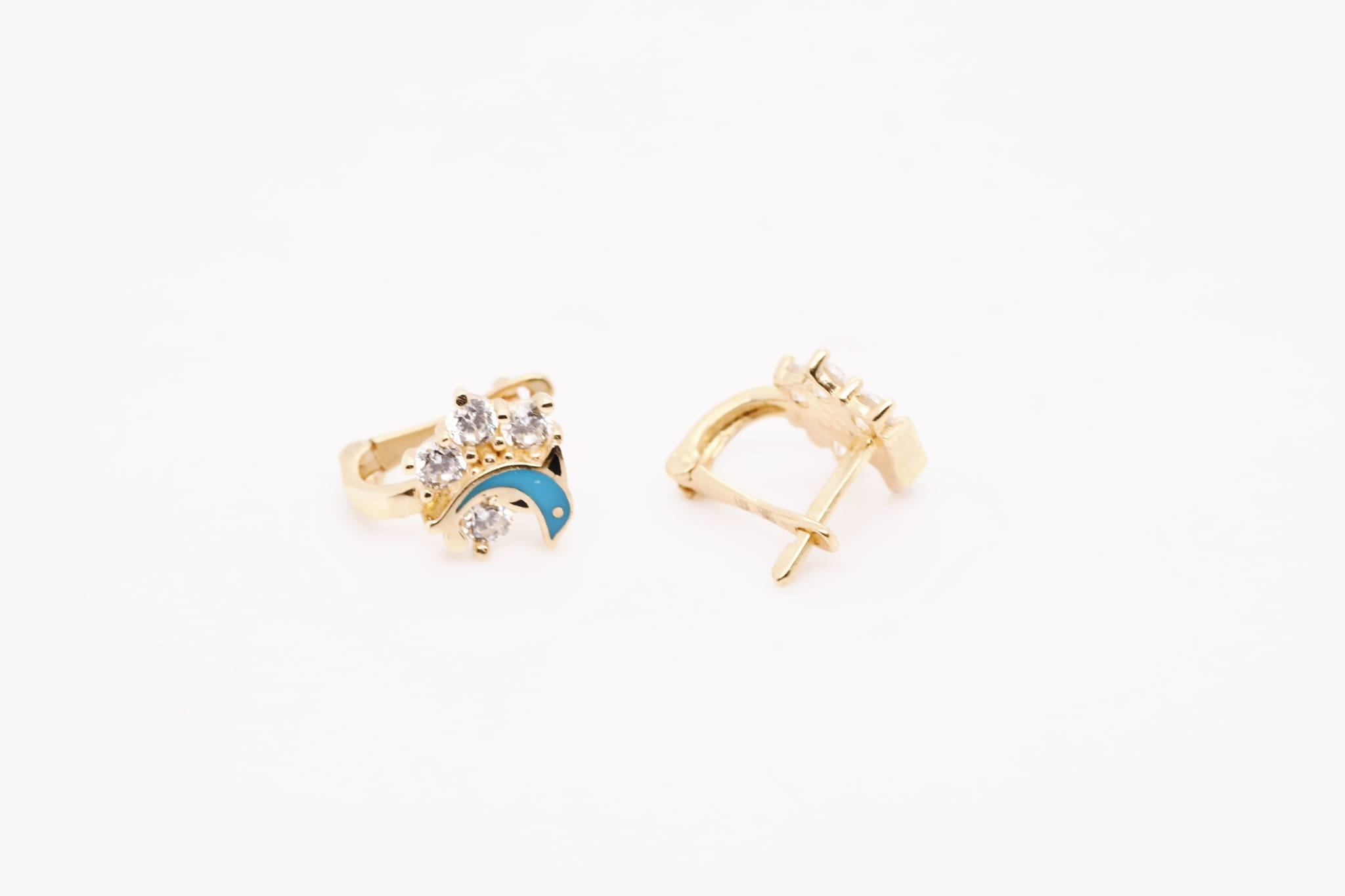 14K Gold Dolphin Earrings for Children