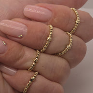 14K Gold Midi Ring | Diamond-Cut Beaded Knuckle Ring 2.5mm