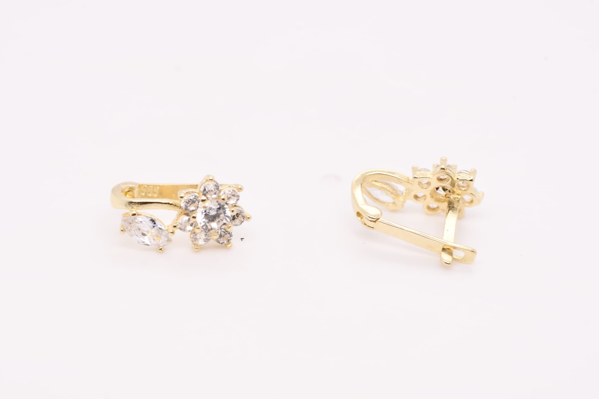 14K Gold Floral Earrings for Children