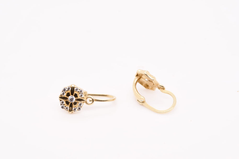 14K Gold Vintage Flower Earrings for Children