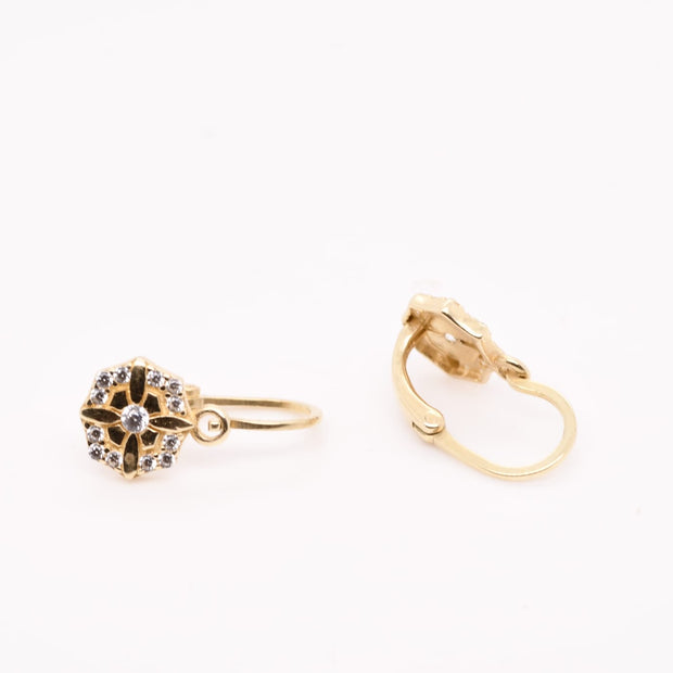 14K Gold Vintage Flower Earrings for Children