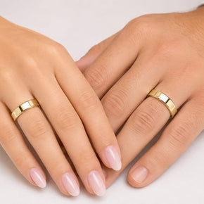 Classic 14K Gold Wedding Bands | Polished Flat His & Hers