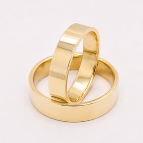 Classic 14K Gold Wedding Bands | Polished Flat His & Hers