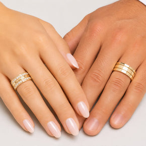 14K Gold Wedding Bands | Polished & Diamond Set His & Hers