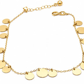 14K Solid Gold Disc Coin Anklet | Multi-Coin Gold Ankle Bracelet UK