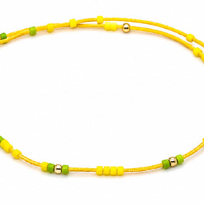 14K Gold Bead Neon Cord Double Strand Anklet