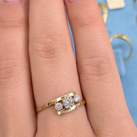 14K Gold Three-Stone Cubic Zirconia Ring