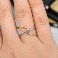 14K Two-Tone Gold X Crossover Diamond-Cut Ring