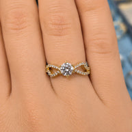 14K Yellow Gold Cubic Zirconia Infinity Twist Engagement Ring