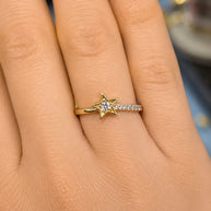 14K Yellow Gold Cubic Zirconia Star Ring