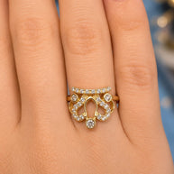 14K Yellow Gold Cubic Zirconia Crown Tiara Ring