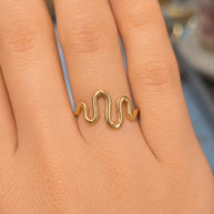 14K Yellow Gold Snake Wave Ring