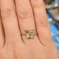 14K Yellow Gold Diamond-Cut Butterfly Ring