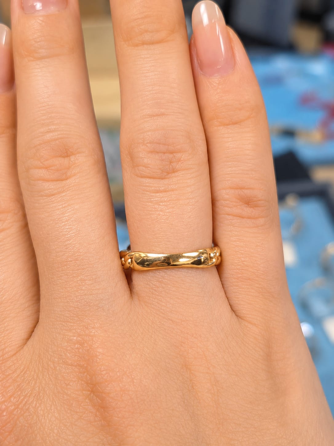 14K Yellow Gold Molten Organic Texture Band Ring