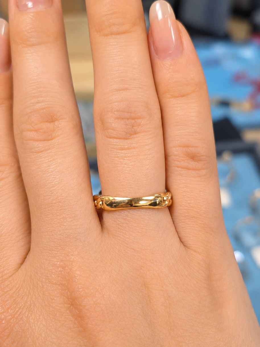 14K Yellow Gold Molten Organic Texture Band Ring