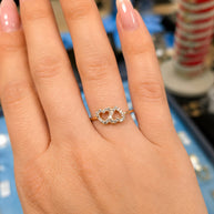 14K Yellow Gold Double Open Heart CZ Ring