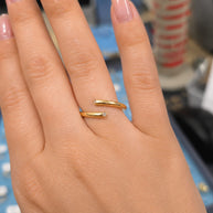 14K Yellow Gold Bypass Wrap Ring with Bezel-Set CZ Tips