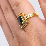14K Gold Emerald Green CZ Halo Ring – Love Style