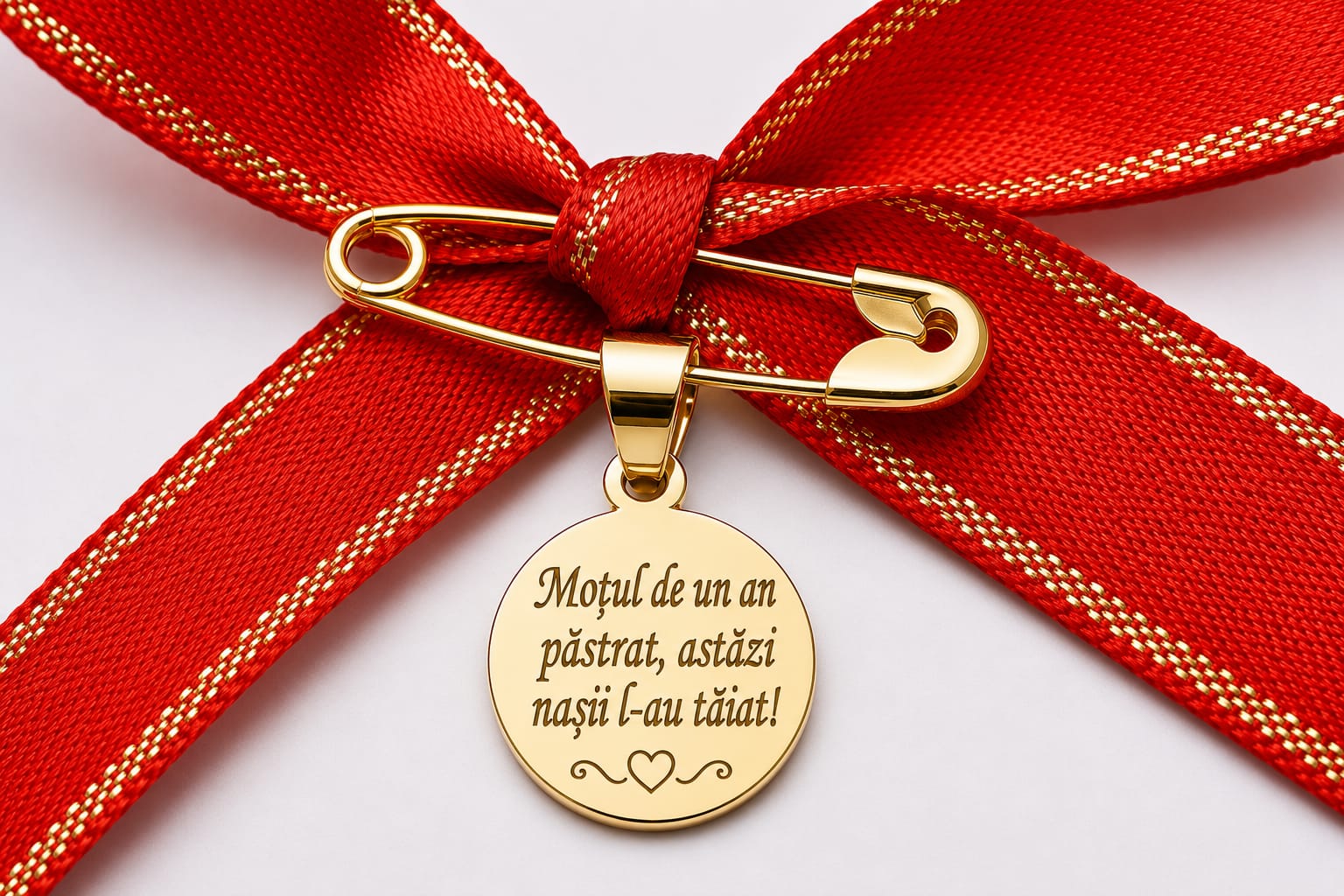 14K Gold Engravable Safety Pin with Round Disc Charm – Mot Baptism