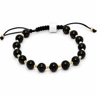 14K Gold & Black Onyx Bead Macramé Bracelet – Men & Women