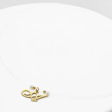 14K Gold Cursive Initial Necklace with Pearl Beads – 41cm