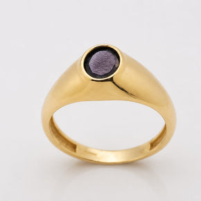 14K Gold Oval Black CZ Signet Ring – Dovir