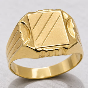 Ronald – Men's 14K Gold Diagonal Engraved Signet Ring