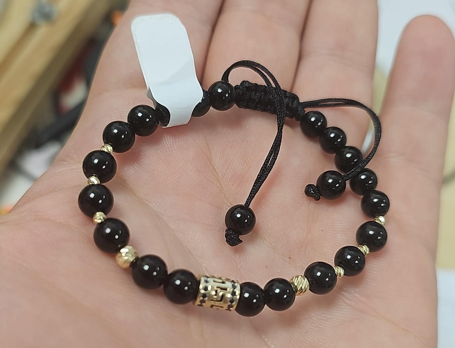 Black Onyx & Gold Bead Bracelet