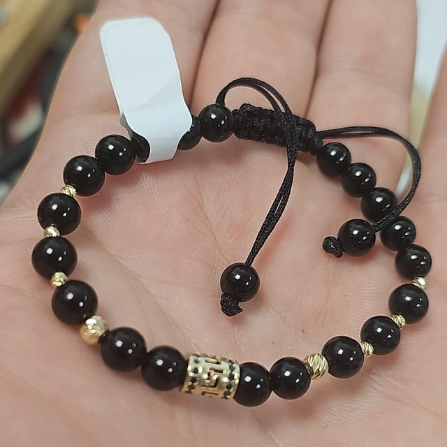 Black Onyx & Gold Bead Bracelet
