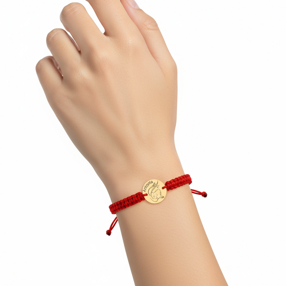 "Mother and Baby”  Bracelet with 10mm Engraved Disc