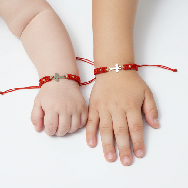 14K Gold Red Cord Bracelet – Cross Charm