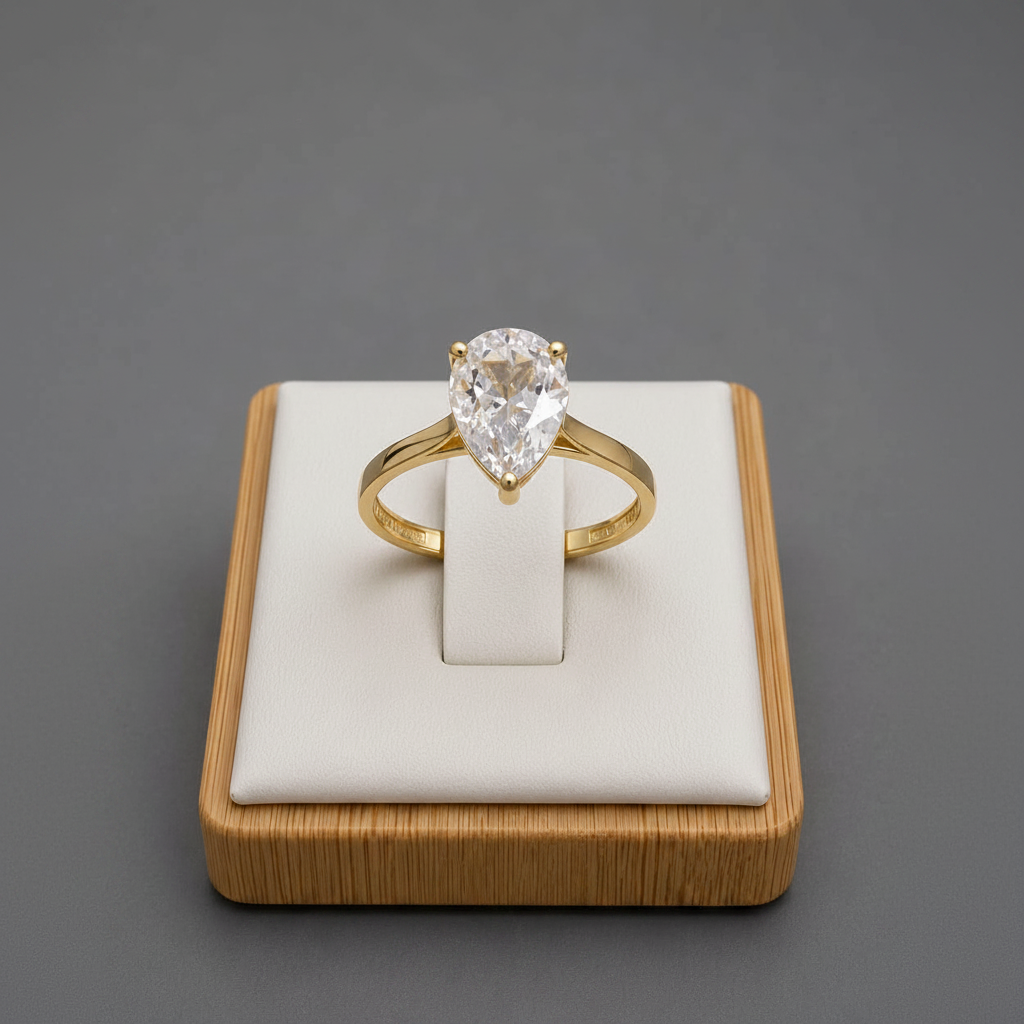 Pear-Cut Solitaire Ring 14K Gold