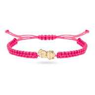 14K Gold Pink Cord Bracelet – Smiling Cat Charm