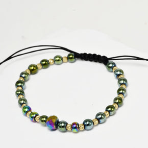 14K Gold and Hematite Bracelet – Black Cord