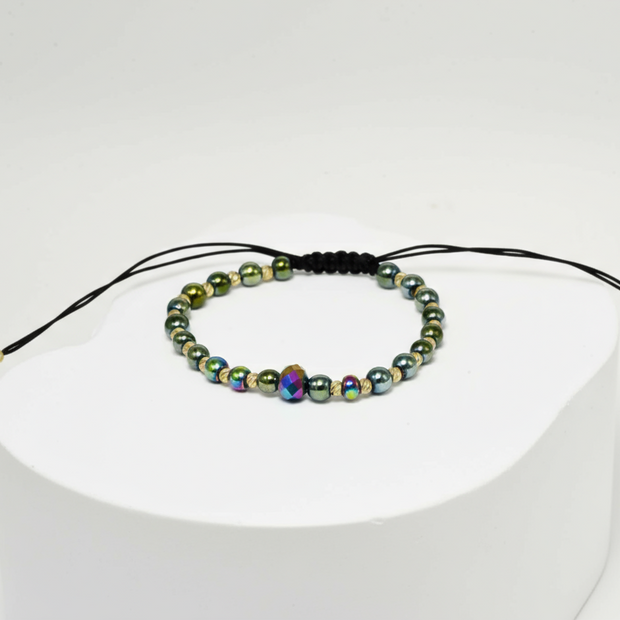 14K Gold and Hematite Bracelet – Black Cord