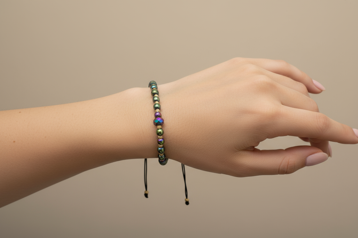 14K Gold and Hematite Bracelet – Black Cord