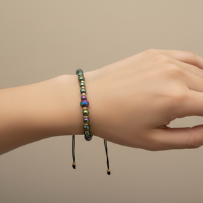 14K Gold and Hematite Bracelet – Black Cord